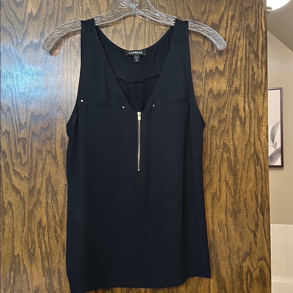 Express Black Zip-Front Tank Top